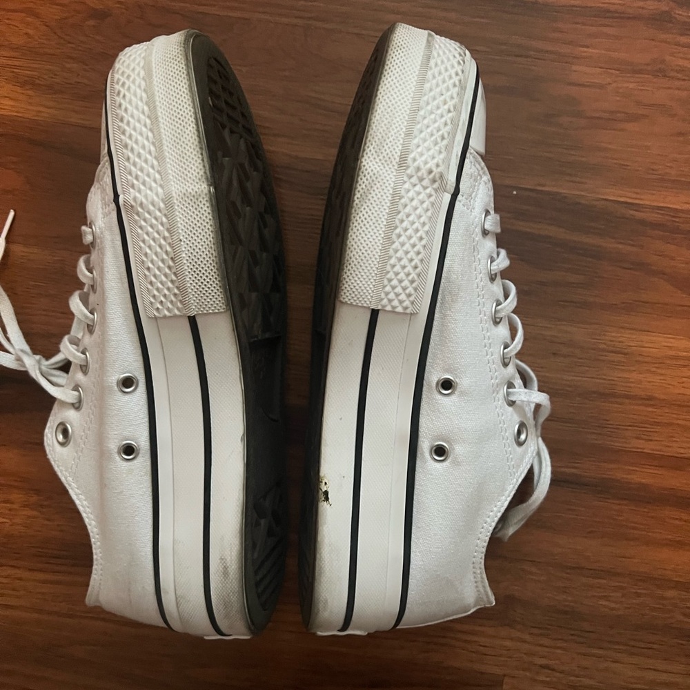 Converse White Platform Sneakers with Black Trim